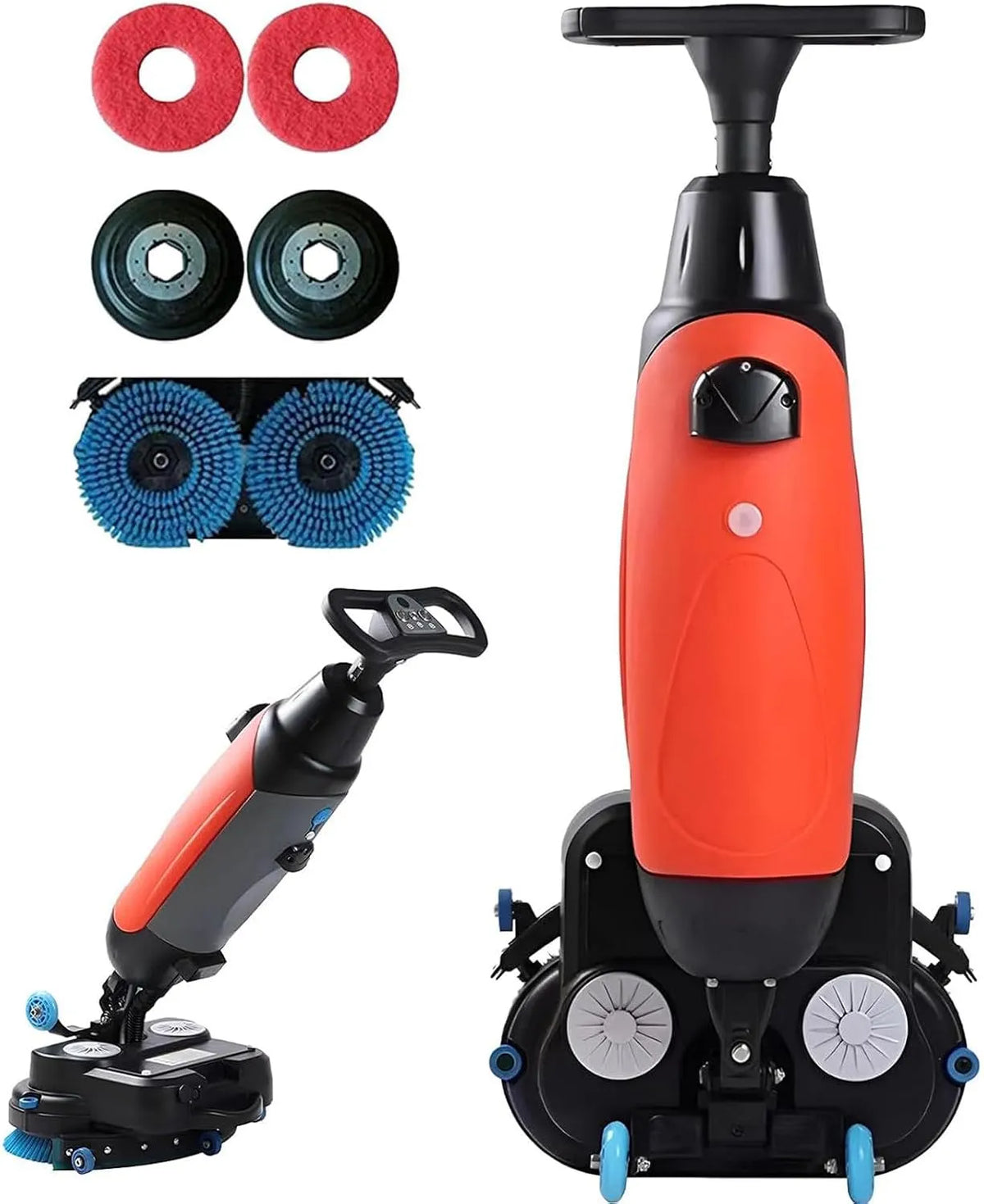 Lavasciuga, 43 cm, 5 L, lavatrice, asciugatrice, professionale, doppie spazzole rotanti a 360°, doppi serbatoi da 4, 5 l + 7, 1200 m2, ideale per