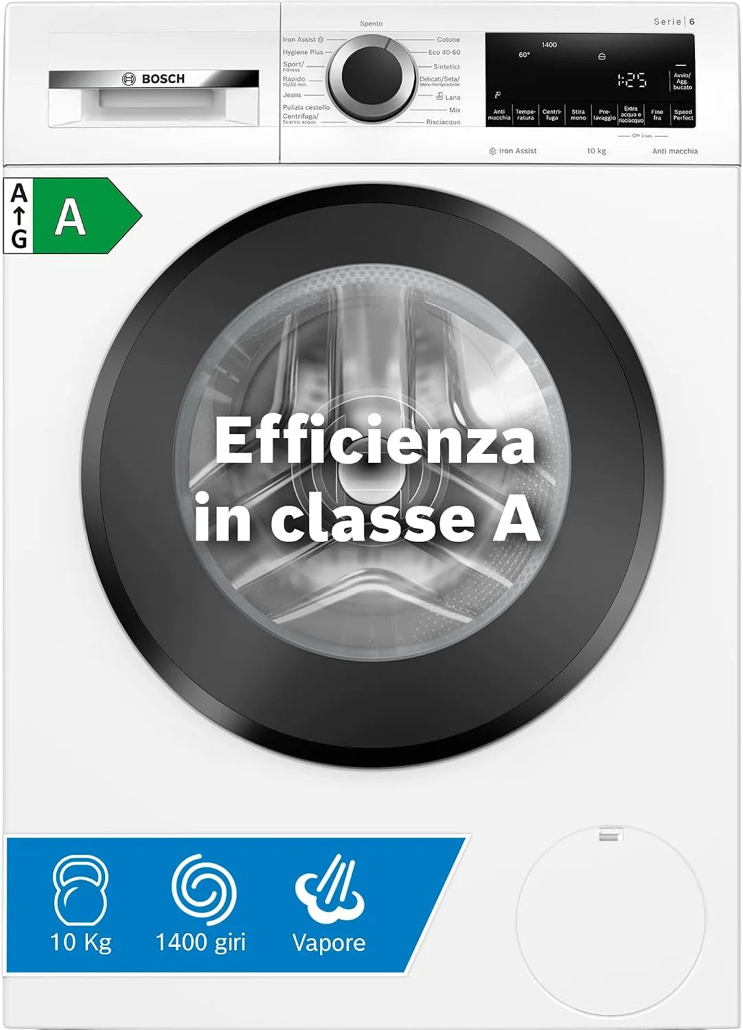 Bosch Serie 6 WGG254Z0II Lavatrice, 10 kg, classe energetica A, bianco, Bosch WGG254Z0II Serie 6 Lavatrice 10kg 1400 giri, min Bianco