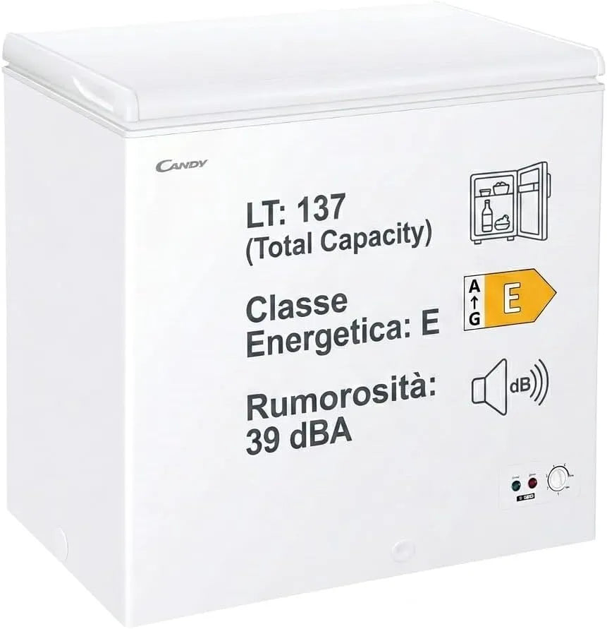Candy 145E Congelatore, 137 L, 84, 5 x 69, 5 x 55, 5 cm, 39 dB, classe energetica E, vano congelatore, freezer verticale, bianco, Freeze Circle Fresh