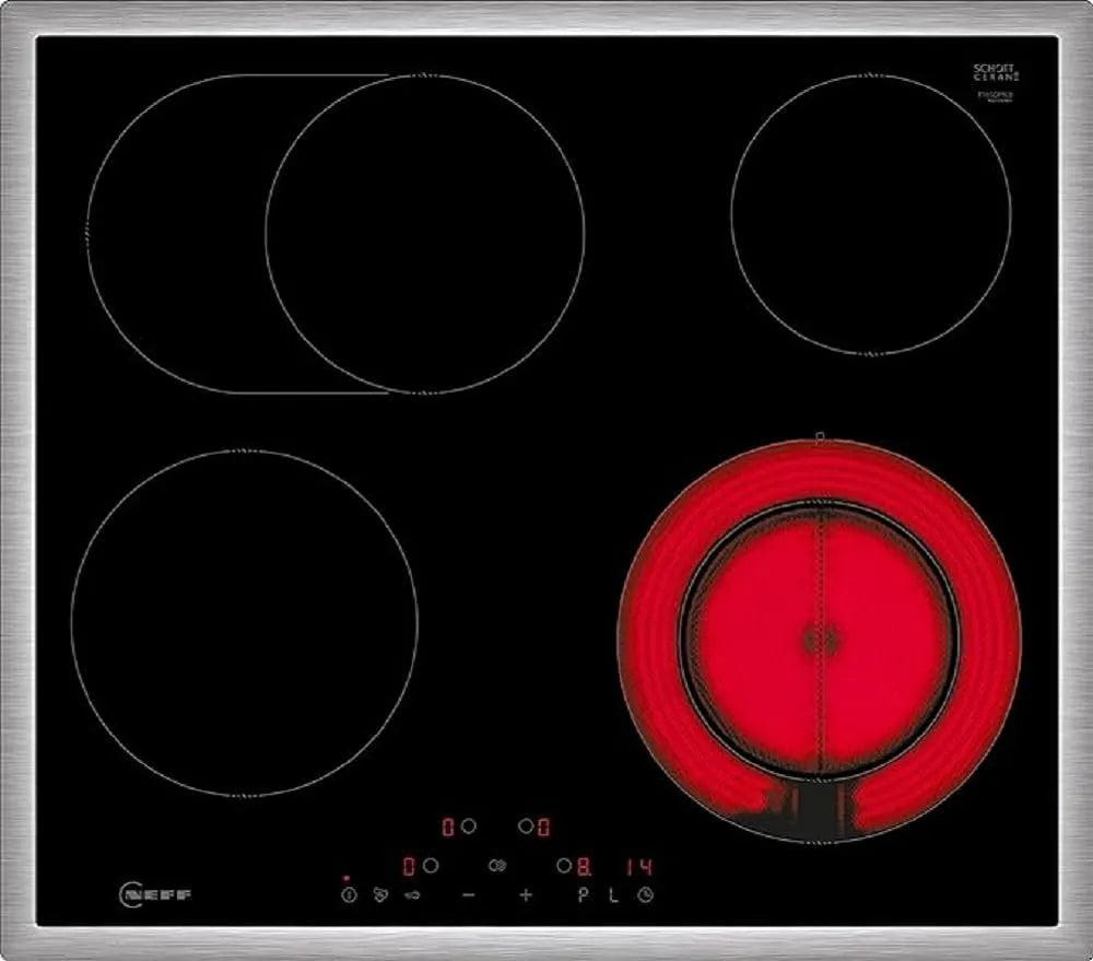 NEFF T16SDF9L0 N70 Piano cottura elettrico, 60 cm, touch, piastra elettrica, nero, piano cottura autosufficiente in vetroceramica, livello di potenza