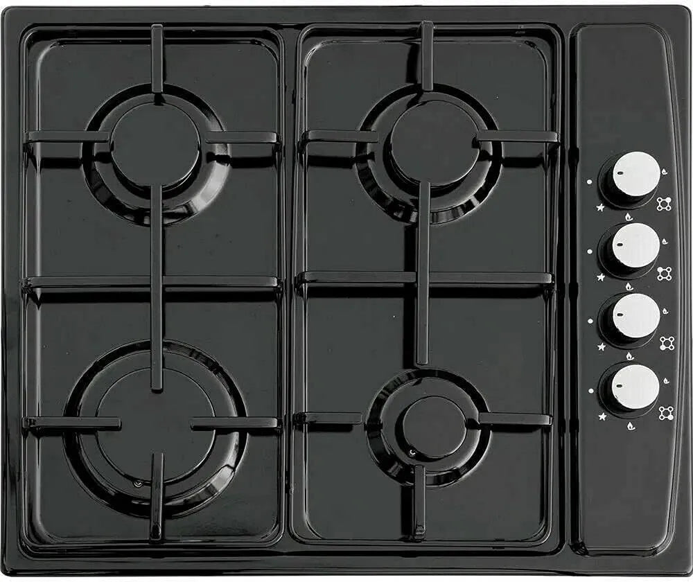 Piano cottura a gas Lx-410, 60 Cm, 4 fuochi, da incasso, acciaio inox, fornello a gas, nero