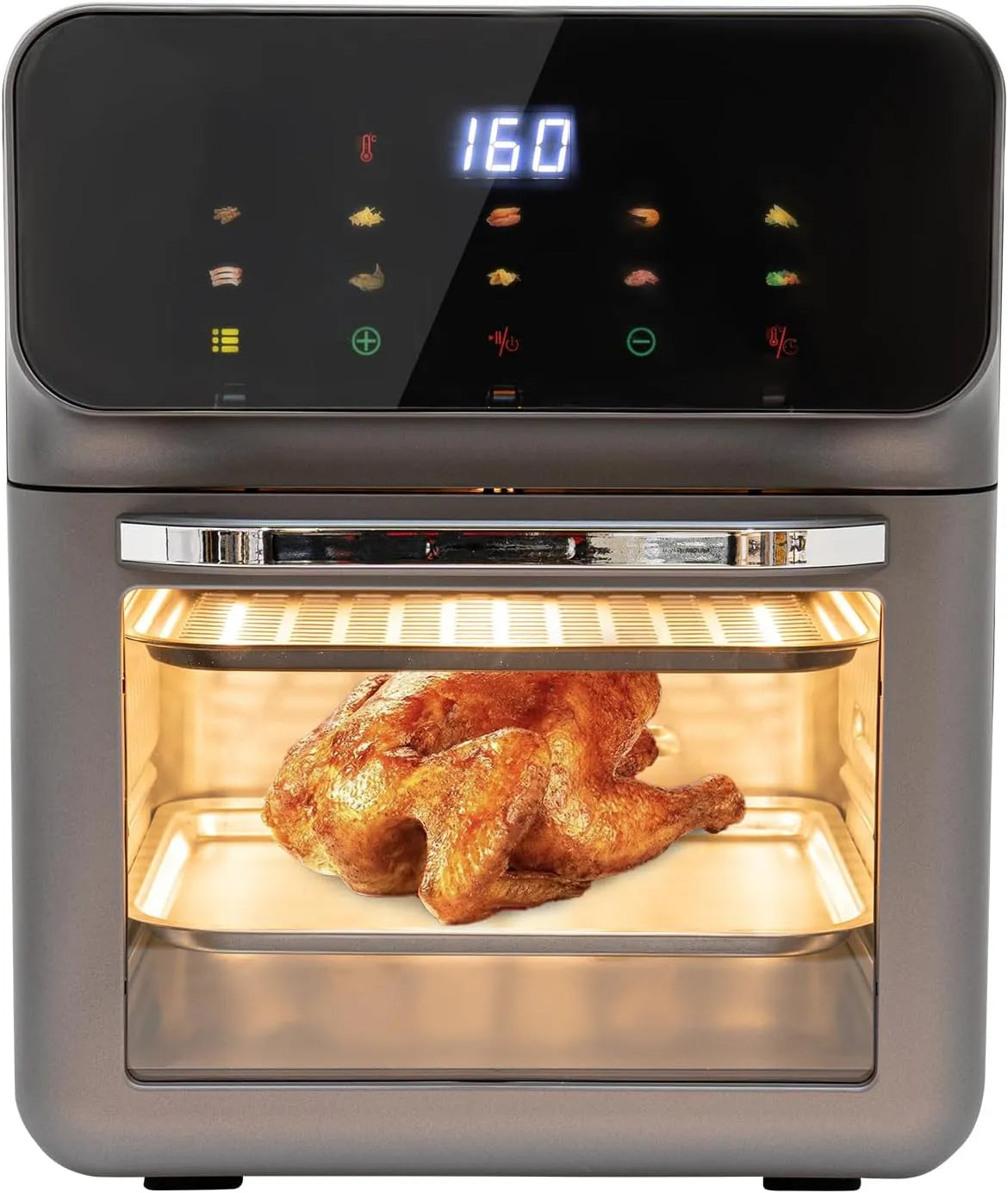 Forno elettrico per pizza, 13 L, timer, 2 teglie e 50 scatole per torte, 60 mintimer, calore superiore, inferiore, 1350 Watt, forno 3 in 1, guanti da