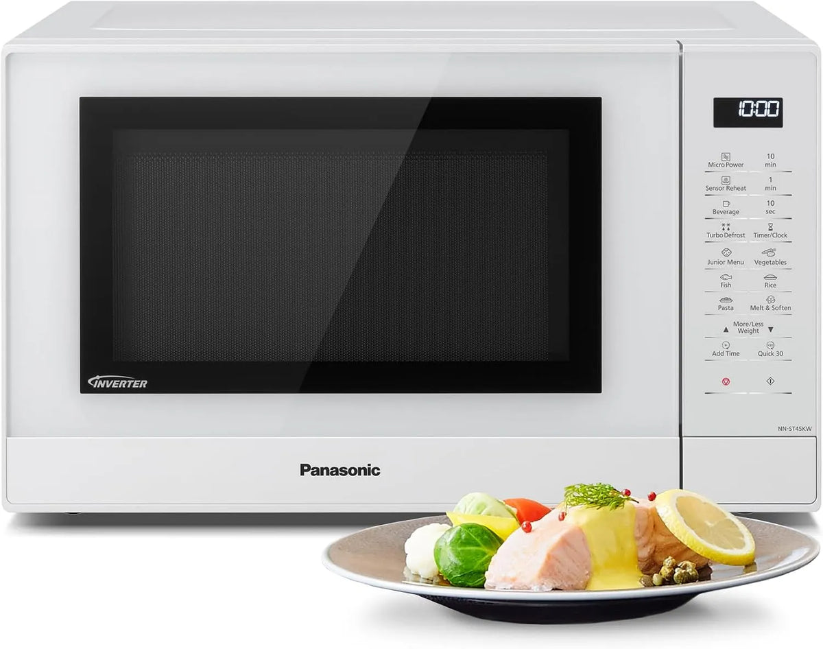 Panasonic NN-ST45KWEPG Forno a microonde, 32 L, Inverter, acciaio inox, bianco, acciaio inossidabile, 1000 watt, 32 litri, solo microonde