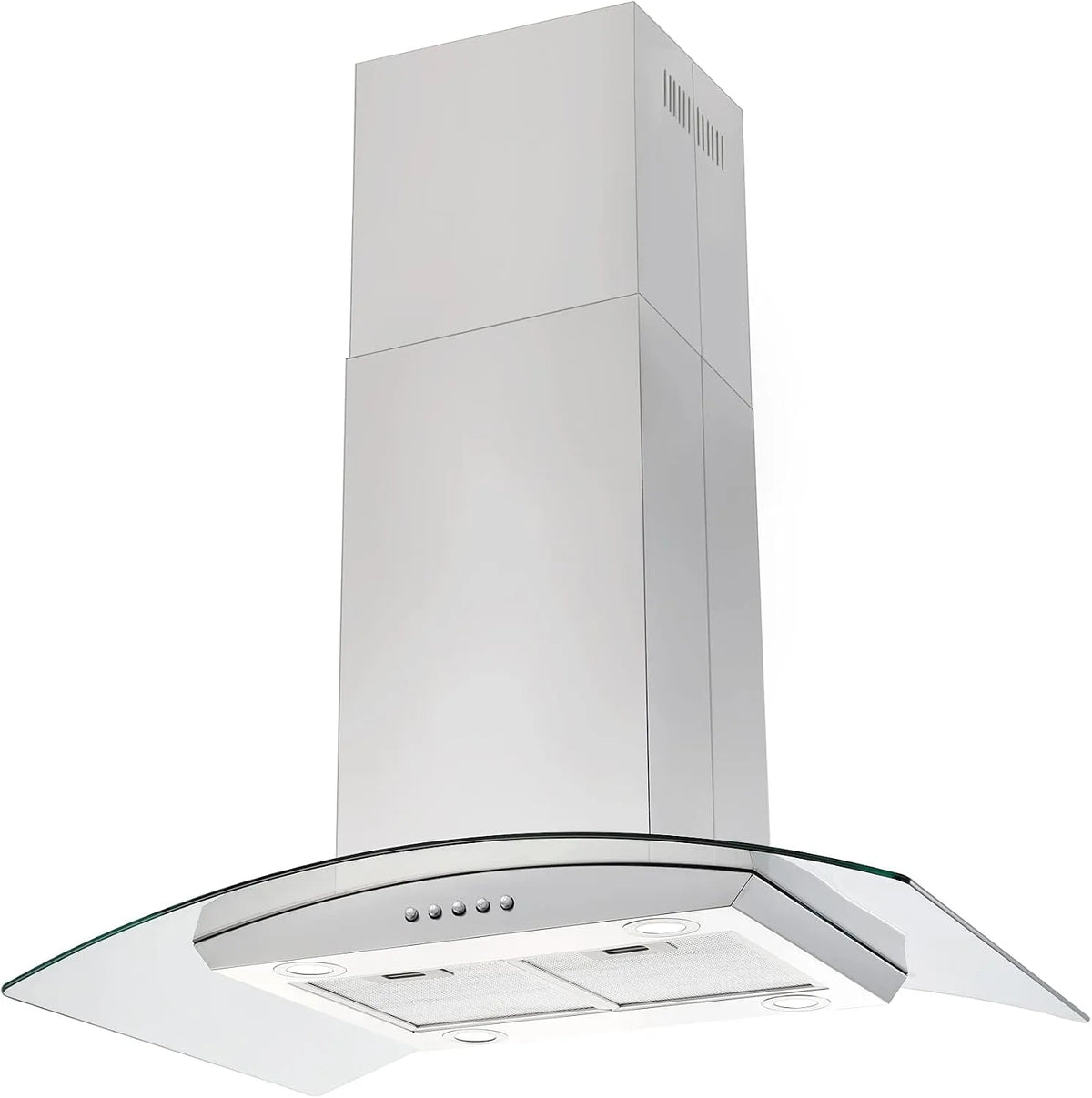Cappa aspirante, 91, 4 cm, cappa da cucina, 3 velocità, 4 luci LED, 700 CFM, filtri a 5 strati, convertibile senza condotto, vetro temperato curvo