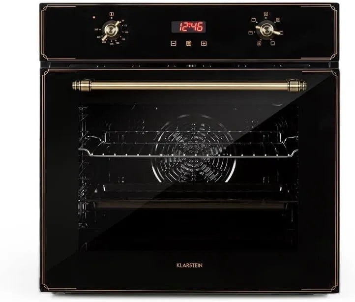 Klarstein Forno elettrico, 70 L, 50 a 250 °C, classe energetica A, da incasso, autonomo, grill, nero, Ventola, Calore dall'Alto, dal Basso, 2200