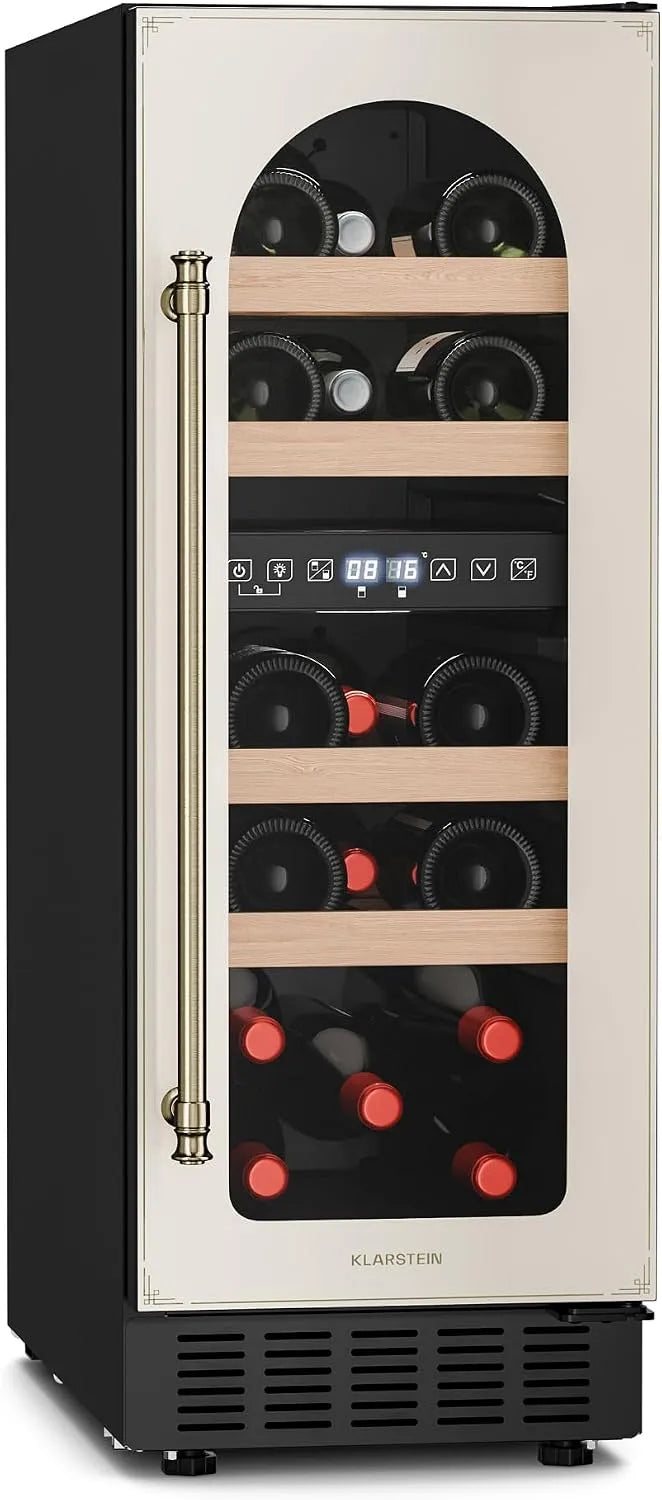 Klarstein Cantinetta vino, 17 bottiglie, 5 a 22 °C, illuminazione LED, vetro, Doppia Temperatura, Silenziosa, Freestanding
