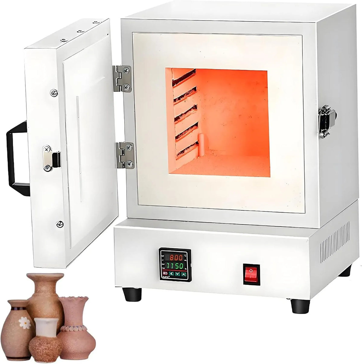 Forno elettrico, 2000 W, industriale, 2 zone di temperatura, forno da laboratorio ad alta temperatura da 1150 °C, forno a muffola chiuso