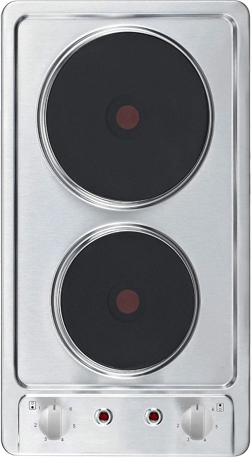 Respekta 9111EN Piano cottura elettrico, 29 cm, da incasso, acciaio inox, piastra elettrica, 6 Livelli, Fornello Elettrico, Manopole, Pronto All'uso