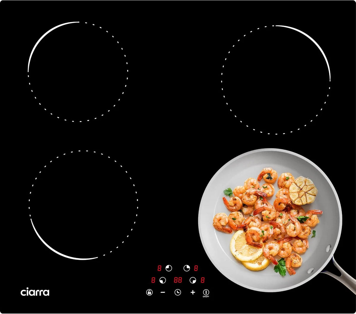 CIARRA Piano cottura a induzione, 60 cm, 4 fuochi, 6000 W, piastra a induzione