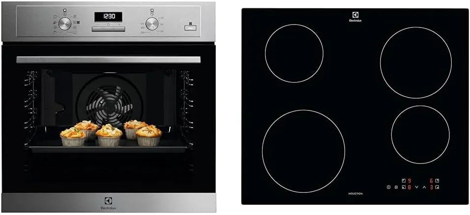 Electrolux Serie 600 COD3S40X Forno elettrico, 68 L, 4 fuochi, da incasso, touch, vapore, EIB60424CK, COD3S40X & Serie 300 Piano Cottura a Induzione 4