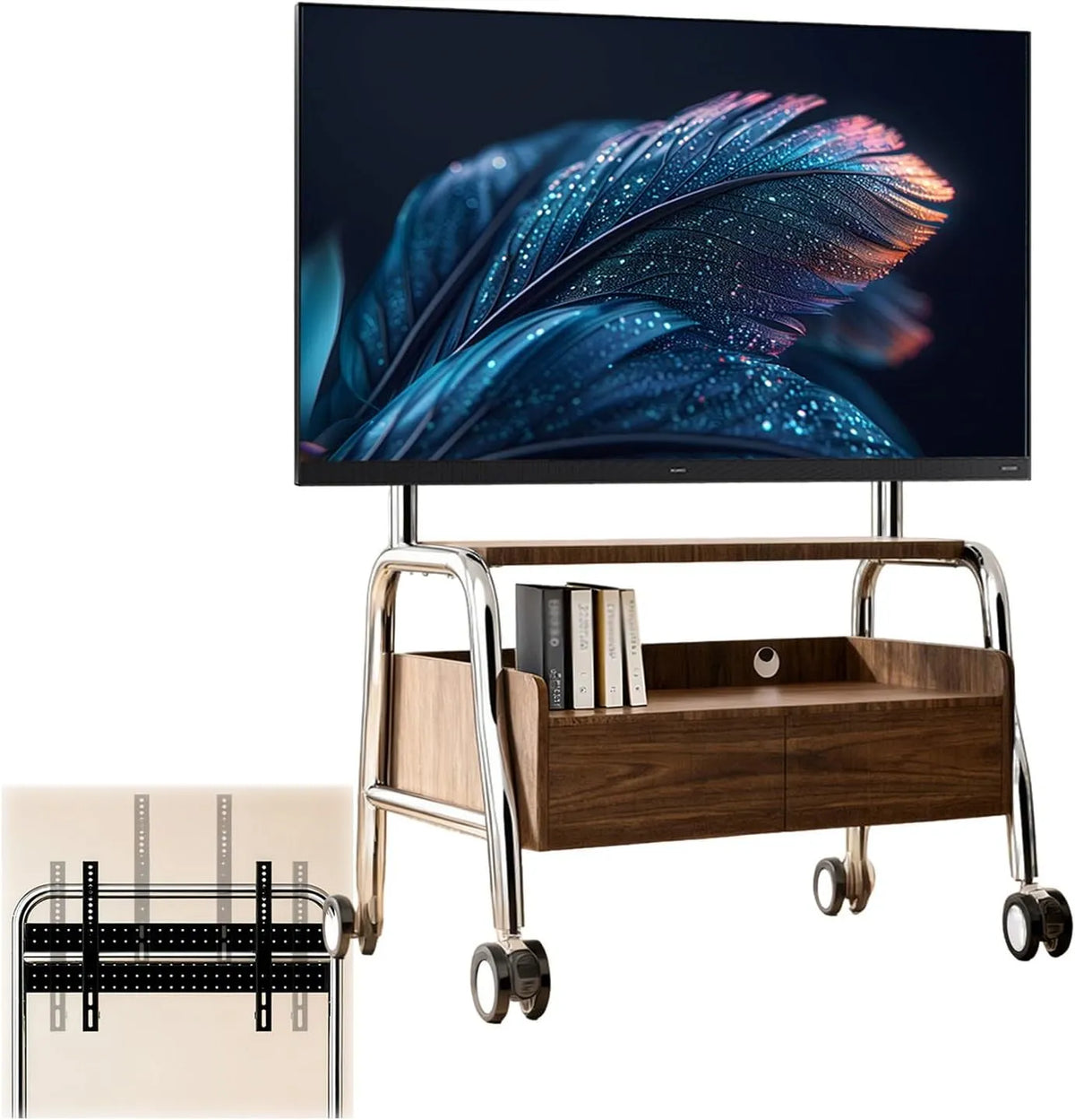 Mobile TV, 32 pollici, TV Portatile Con Piedistallo, Piedistallo TV per Televisori da 32' a 75', Supporto TV da Pavimento con Pannello Forato