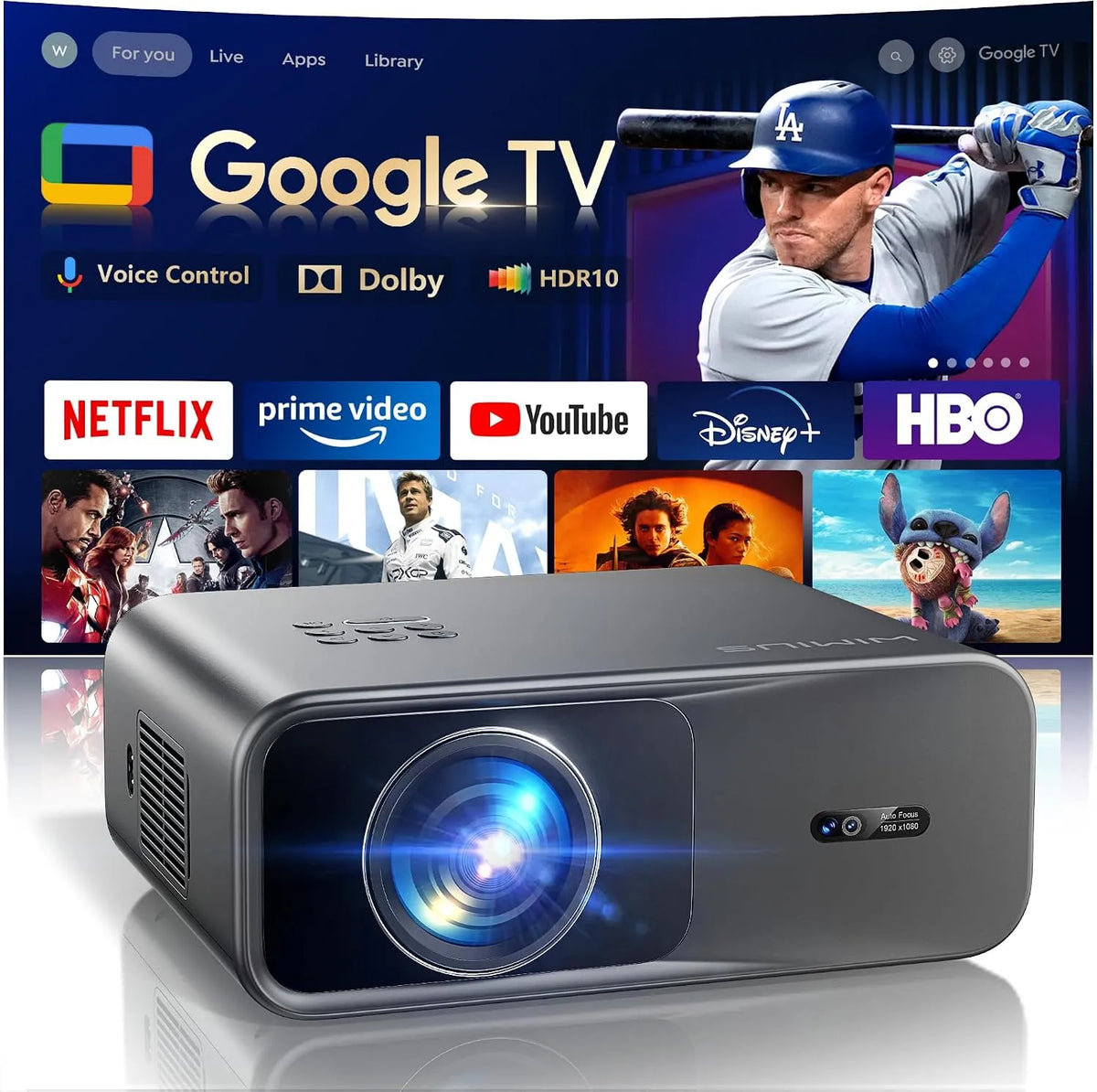 Google Focus, 6D Smart TV, televisore, 4K UHD, HDR, Wi-Fi, Bluetooth, HDR10, WiFi 6 Videoproiettore, 1100 ANSI, 4 Bidirezionale, AI Image, 6D Keystone