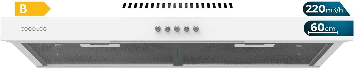 Cecotec Bolero Flux CM m3/h Cappa aspirante, 60 cm, 220 m3/h, cappa da cucina, 3 livelli, acciaio inox, motore 70 W, Potenza di aspirazione 220