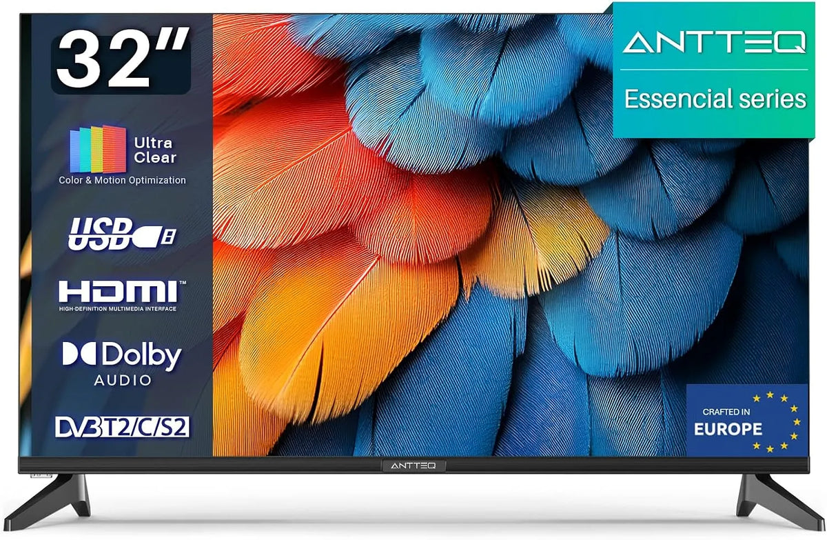 Smart TV H.265/HEVC 10bit, 32 pollici, televisore, triplo tuner DVB-T2, S2, HDMI, USB, senza cornice, LED HD, Audio Dolby, 81 cm, E32-AH1Q1L