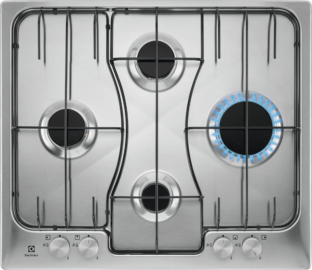 Electrolux Piano cottura a gas, da incasso, acciaio inox, fornello a gas, nero, Acciaio inossidabile piano cottura