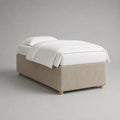 Struttura letto singolo imbottita 95 x 205 cm in velluto a coste beige, per materasso 90 x 200 cm, senza testiera