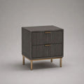 Comodino rettangolare con 2 cassetti in MDF impiallacciato, grigio antracite e bronzo, 50 × 40 × 60 cm