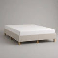 Letto matrimoniale imbottito 160 x 200 cm, 2 basi in legno e poliestere beige con gambe color naturale