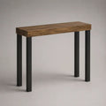Consolle rettangolare in MDF melaminico e acciaio marrone e nero, 100 × 30 × 80 cm