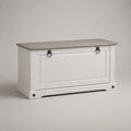 Scarpiera da ingresso a ribalta in MDF bianco e grigio, 100 x 35 x 58 cm