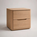 Comodino rettangolare in legno con 2 cassetti, rovere naturale, 50 x 40 x 55 cm