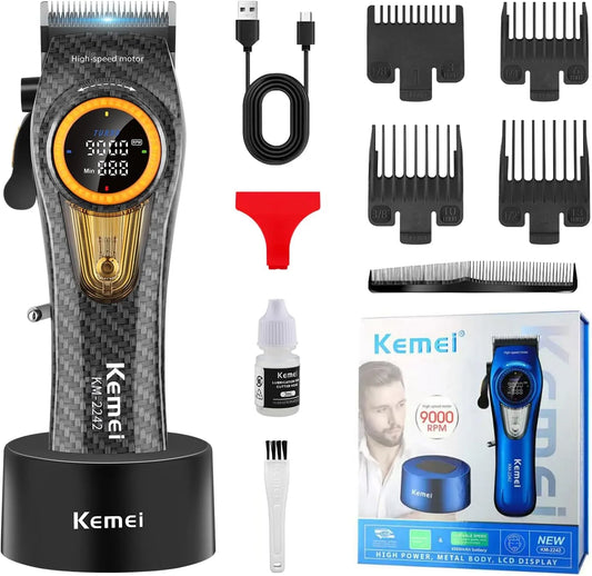 Prodotto Tagliacapelli professionale da uomo, KEMEI 2242, elettrico senza fili, tagliacapelli da barbiere, motore turbo da 5000-9000 giri, fino a 220