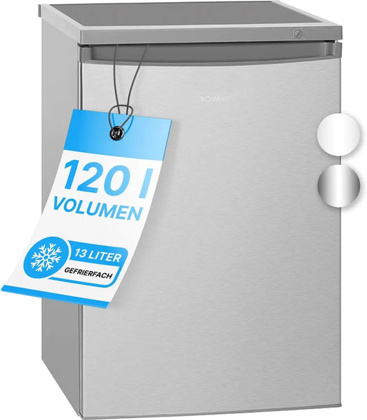 Bomann KS2184-1-inox Congelatore, 120 L, 2 zone di temperatura, acciaio inox, freezer verticale, Bomann Réfrigérateur avec petit congélateur 120L inox