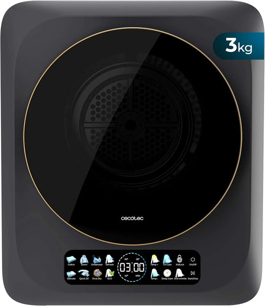 Cecotec Bolero DressCode Dry Asciugatrice, 8 programmi, 3 kg, portatile, Funzione UV Care, Asciugatura Automatica, Schermo FullColor, Dry Shoe Pro
