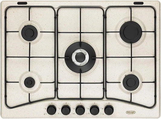 Delonghi FFS57ASV Piano cottura a gas, 70 CM, 5 fuochi, fornello a gas, DELONGHI FFS 57 ASV PIANO COTTURA 5 FUOCHI A GAS GRIGLIE SMALTATE 70 CM COLORE