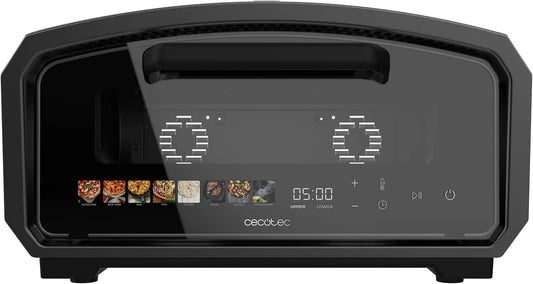 Cecotec Forno elettrico per pizza, 65 a 500 °C, touch, pietra refrattaria, Prepara la Vera Pizza di Pizzeria a Casa Tua, 8 Menù, Pannello Digitale
