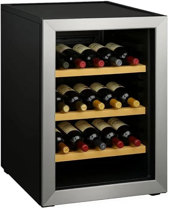 Cantinetta vino, 32 bottiglie, 6 a 14 °C, 2 zone di temperatura, professionale, acciaio inox, 25 bottiglie, Générique Cantinetta per vino in acciaio