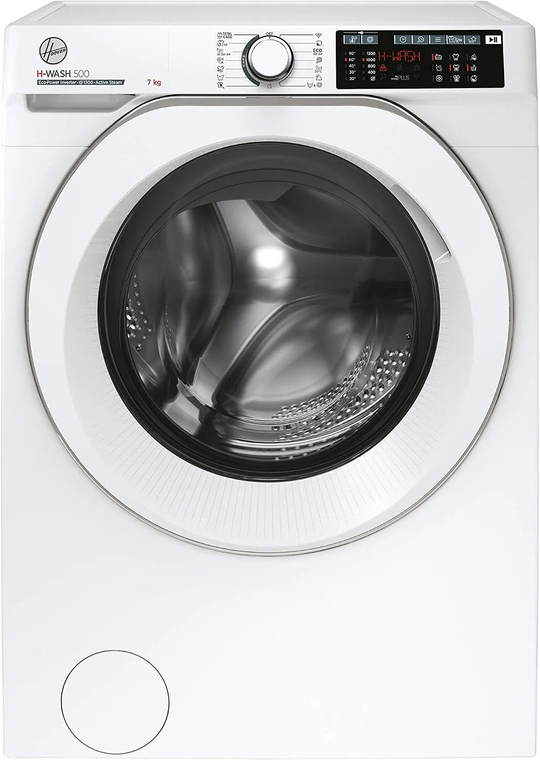 Hoover HW4 37AMC/1-S Lavatrice, 60x45x85 cm, 7 kg, classe energetica A, Wi-Fi, Bluetooth, Inverter, vapore, bianco, 1300 Giri, Carica Frontale