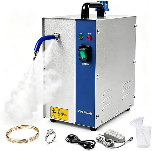 Pulitore a vapore, 4 L, acciaio inox, vaporizzatore ad alta pressione 2L, riscaldamento rapido in 8 minuti, macchina per la pulizia di gioielli ad