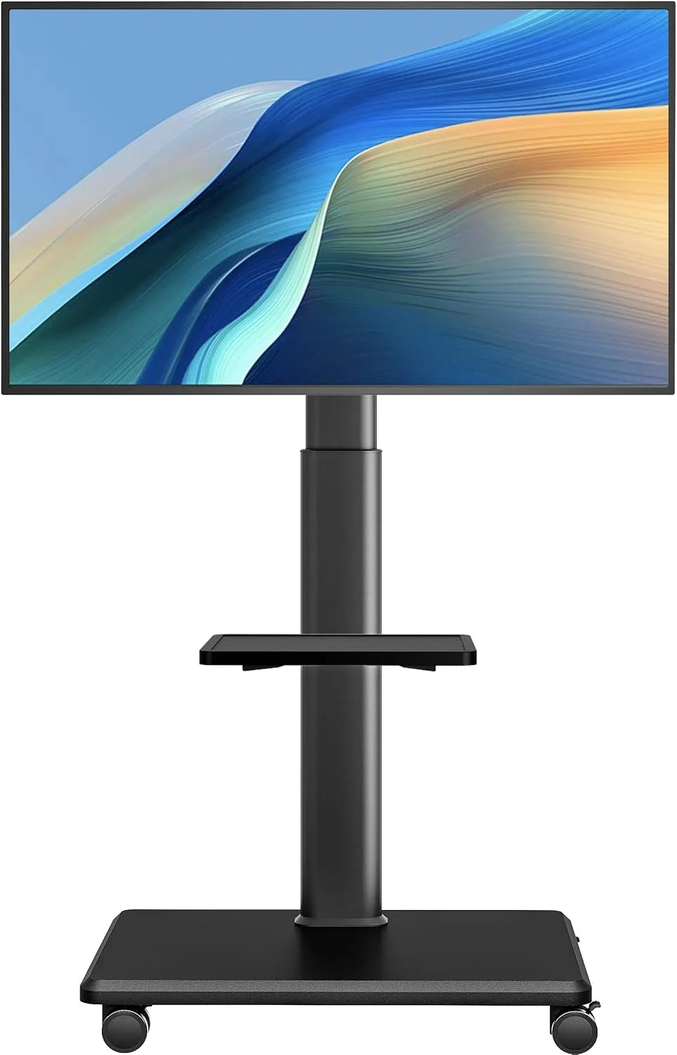 Smart TV, 65 pollici, 400 × 400, televisore, portatile, ruote di trasporto, Pannello in Legno e 9 Regolazioni, Portata 40 kg, VESA MAX 400x400