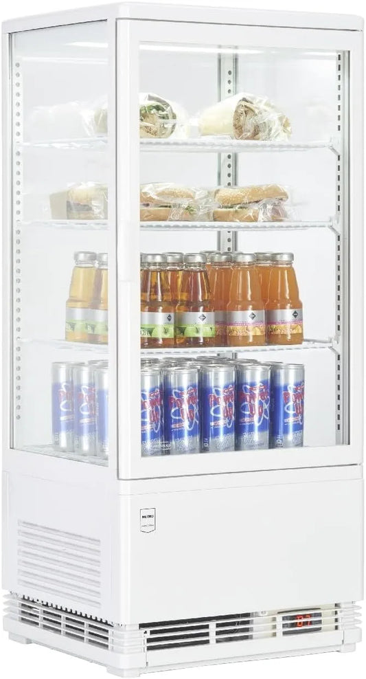 Vetrina refrigerata GGC2078, 78 L, illuminazione LED, bianco, 3 Ripiani Regolabili, Plastica, Vetro, Termostato Digitale