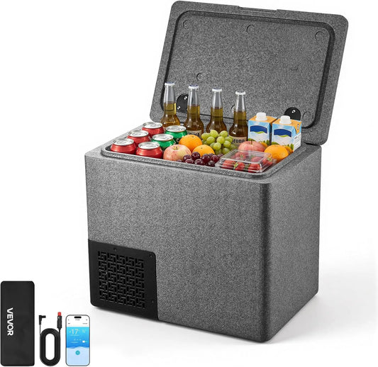 VEVOR Frigorifero portatile, 20 L, -10 a 10 °C, app, vano congelatore, auto, mini frigo portatile, per Camion Furgoni Camper SUV Barche Viaggio