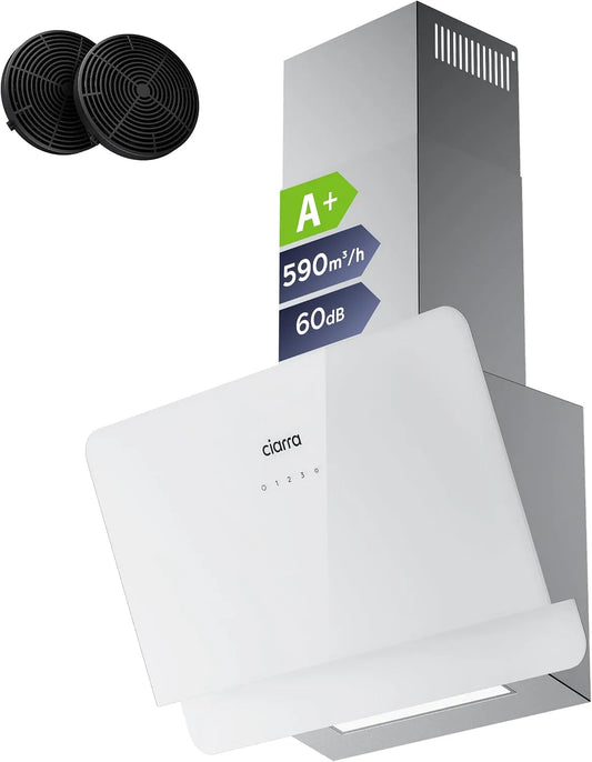 CIARRA CBCS6765C Cappa aspirante, 60 cm, 590 m3/h, cappa da cucina, argento