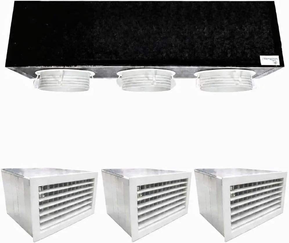 Prodotto Kit Plenum Canalizzato in Poliuretano Espanso a 3 Zone Completo di Plenum per Bocchetta e Griglia Bidirezionale in Pvc per Climatizzatori