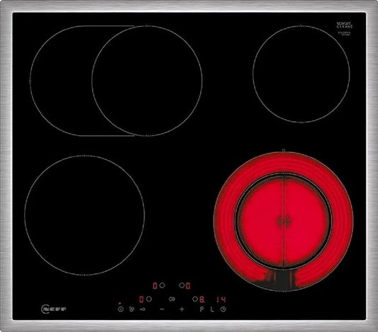 NEFF T16SDF9L0 N70 Piano cottura elettrico, 60 cm, touch, piastra elettrica, nero, piano cottura autosufficiente in vetroceramica, livello di potenza