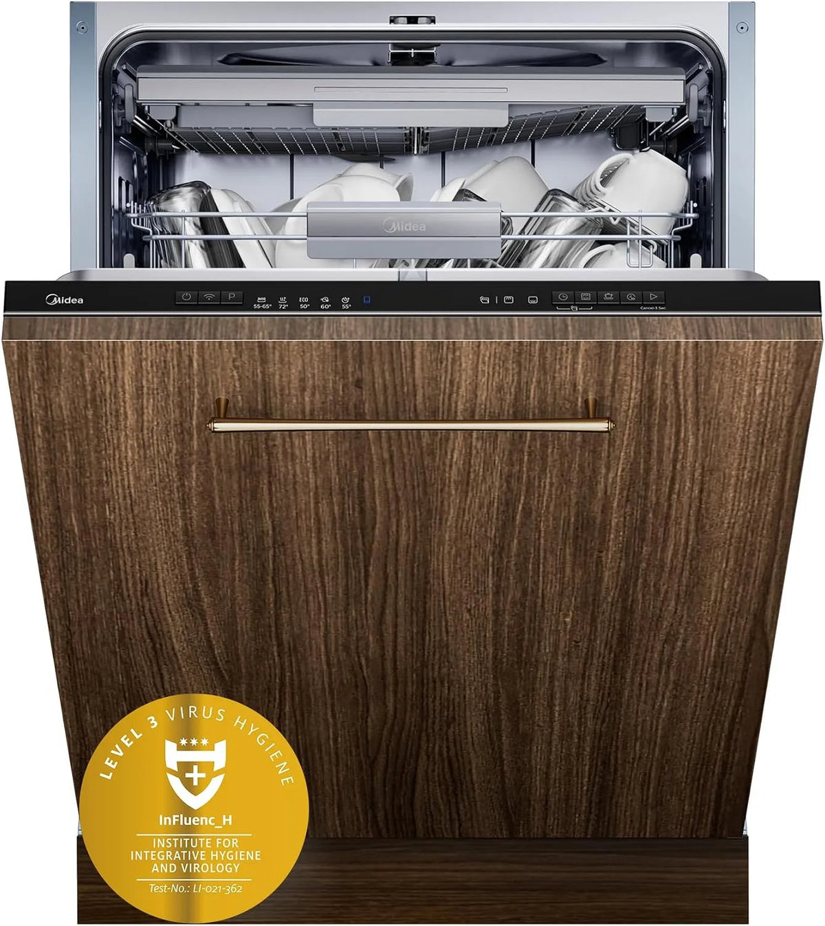 Lavastoviglie, 60 cm, 7 programmi, 42 dB, Midea 7.03M14B, incasso totale, Wi-Fi, 14 MGD, cassetto portaposate, lavaggio a doppia zona, asciugatura