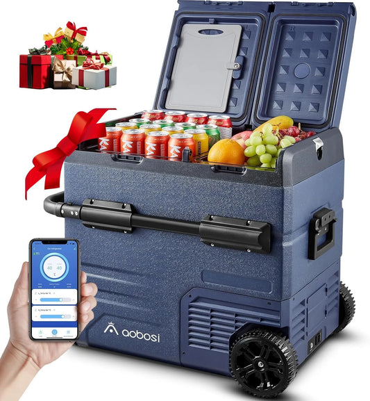 Frigorifero portatile, 55 L, mini frigo portatile, Frigo da Campeggio con APP, AAOBOSI 55L Frigo Portatile, Dual Zone