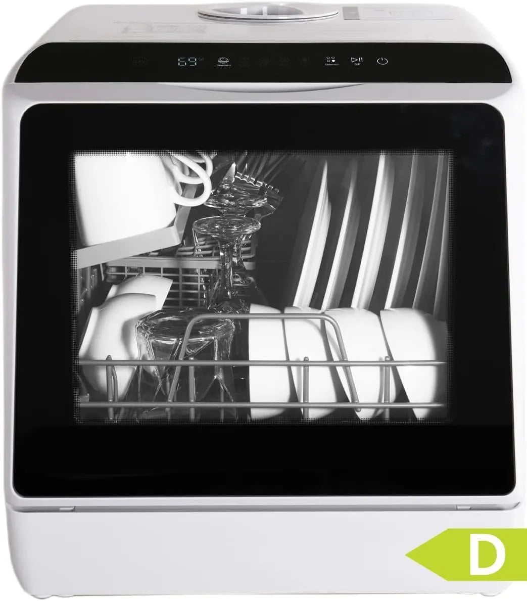 Lavastoviglie, 45 cm, 5 L, 1 programmi, formato slim, portatile, ampio serbatoio, nero, Display LED, Asciugatura PTC, Serbatoio da 5L, con o senza