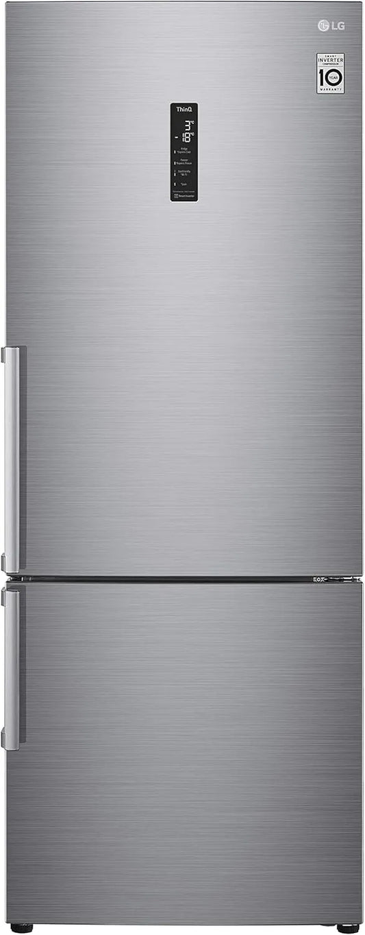 LG GBB567PZCMB Frigorifero combinato, 462 L, No Frost, Inverter, Linear Cooling, esterno, Wi-Fi, acciaio inox, frigo con congelatore, Larghezza 70cm