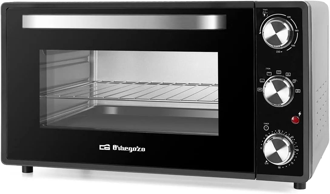 Forno elettrico, 38 L, 2000 W, timer, calore superiore, inferiore, Orbegozo HOT 386, termostato regolabile, vassoio raccogli briciole