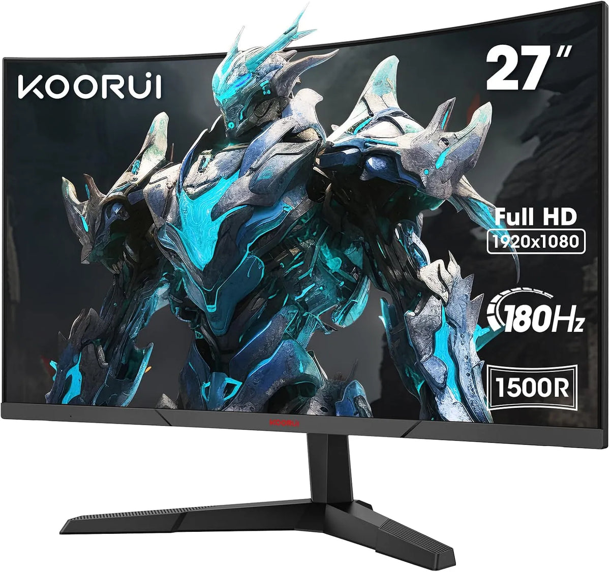 Monitor, 27 pollici, 180 Hz, KOORUI 1500R, funzioni gaming, HDR, Full HD, schermo PC