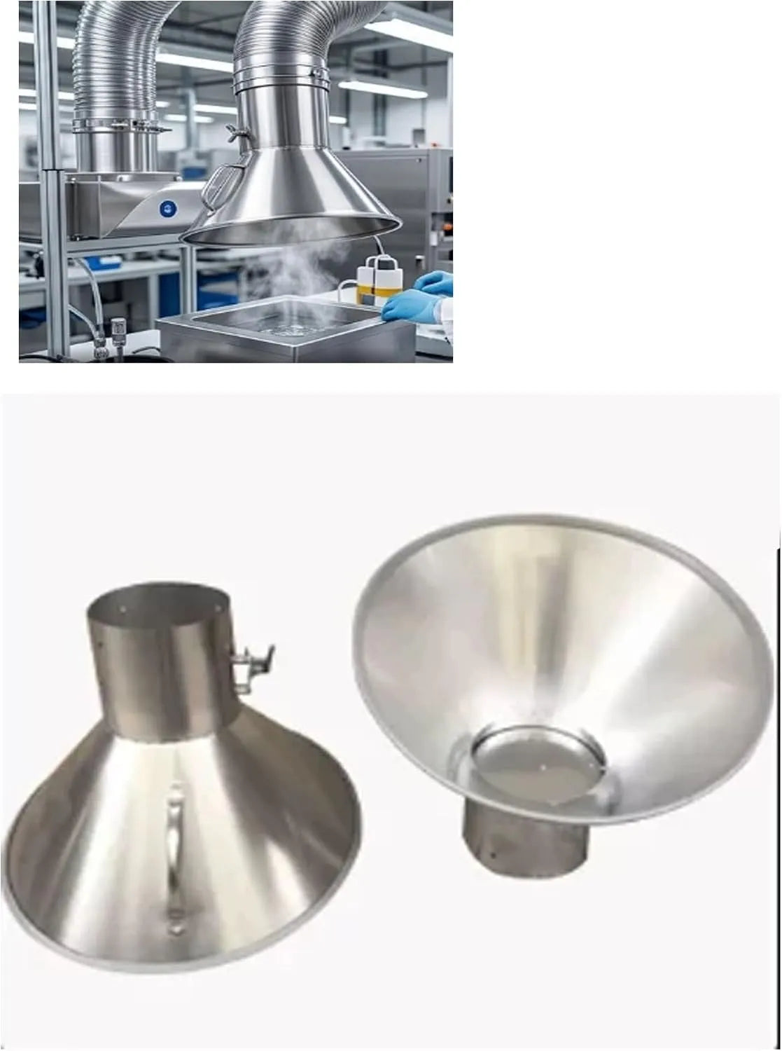 Cappa aspirante, cappa da cucina, acciaio inox, Cappa aspirante in acciaio inox per fumi e polveri