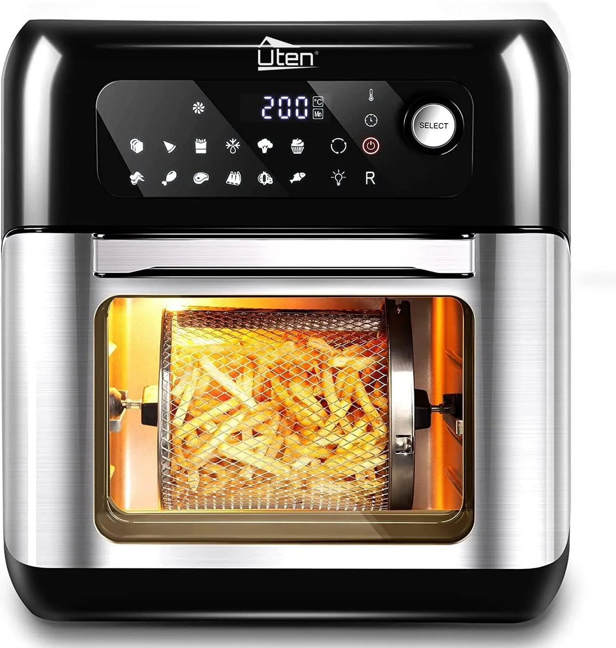 Forno elettrico, 10 L, 1500 W, touch, acciaio inox, Friggitrice Ad Aria 12 In 1, Senza Olio 1500W XXXL, Ricette PDF