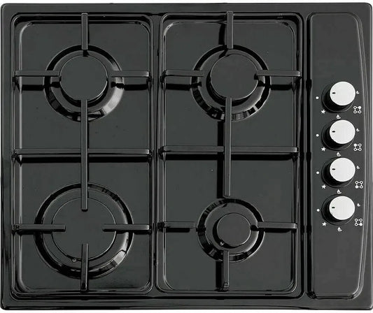 Piano cottura a gas Lx-410, 60 Cm, 4 fuochi, da incasso, acciaio inox, fornello a gas, nero