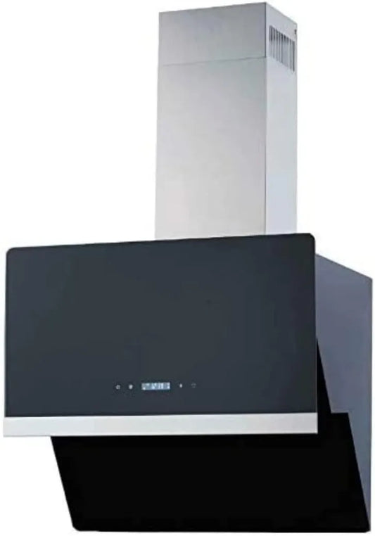 Cappa aspirante, 60 cm, 558 m3/h, cappa da cucina, WOLKENSTEIN S4-60A++BTZ, inclinata, montaggio a parete, touch, nero, aria di scarico, vetro nero