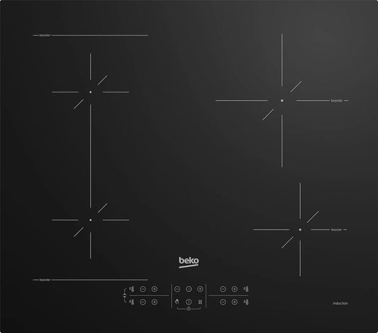Beko HII64200SFMT Piano cottura a induzione, 60x52 cm, 4 fuochi, piastra a induzione, nero, colore nero